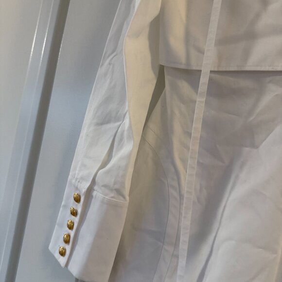 NWT Balmain Mini Shirt Dress Button Down Cotton Poplin White Sz 40 - Picture 9 of 9